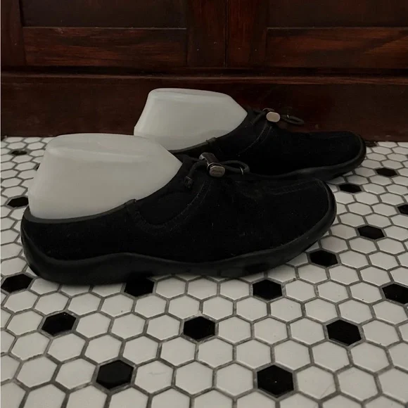 Authentic Prada Y2K Black Wool Rubber Flat Slip On Clogs - Size 7.5 - Picture 5 of 14